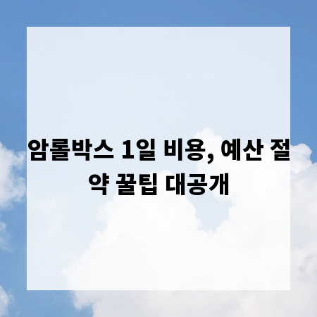 암롤박스 1일 비용, 예산 절약 꿀팁 대공개