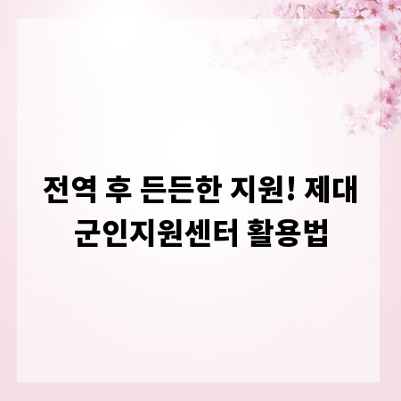 전역 후 든든한 지원! 제대군인지원센터 활용법