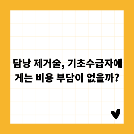 담낭 제거술, 기초수급자에게는 비용 부담이 없을까?