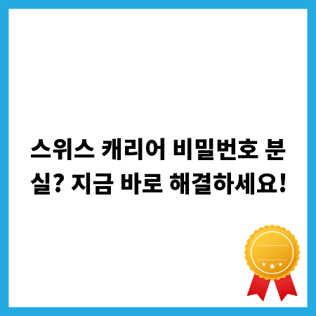 스위스 캐리어 비밀번호 분실? 지금 바로 해결하세요!