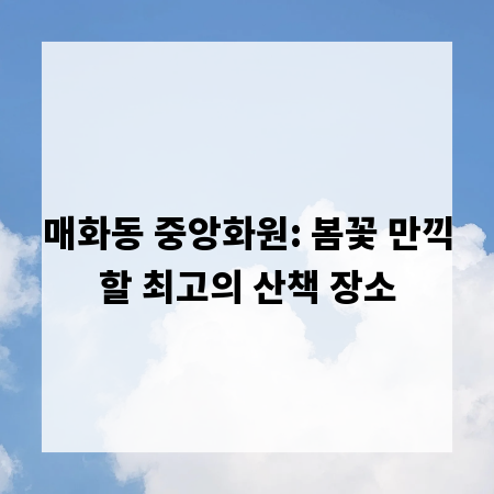 매화동 중앙화원: 봄꽃 만끽할 최고의 산책 장소