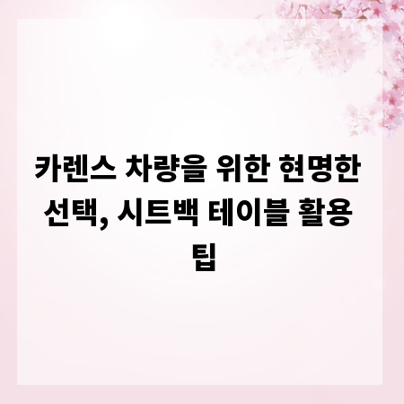 카렌스 차량을 위한 현명한 선택, 시트백 테이블 활용 팁