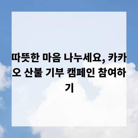따뜻한 마음 나누세요, 카카오 산불 기부 캠페인 참여하기
