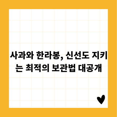 사과와 한라봉, 신선도 지키는 최적의 보관법 대공개