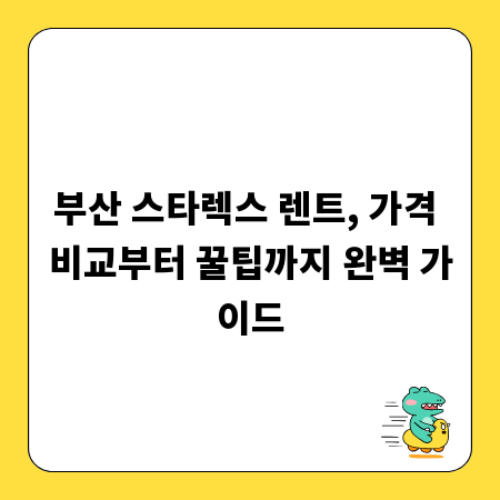 부산 스타렉스 렌트, 가격 비교부터 꿀팁까지 완벽 가이드