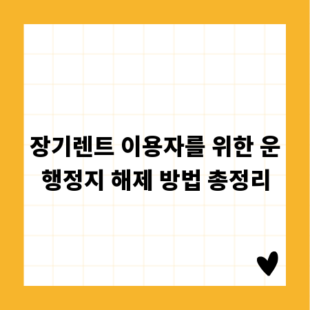 장기렌트 이용자를 위한 운행정지 해제 방법 총정리