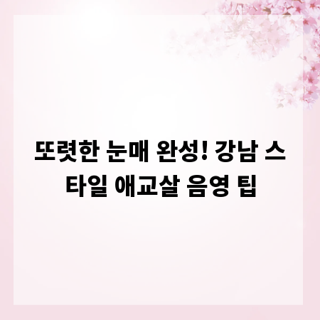또렷한 눈매 완성! 강남 스타일 애교살 음영 팁