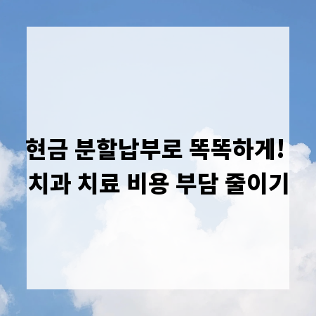 현금 분할납부로 똑똑하게! 치과 치료 비용 부담 줄이기
