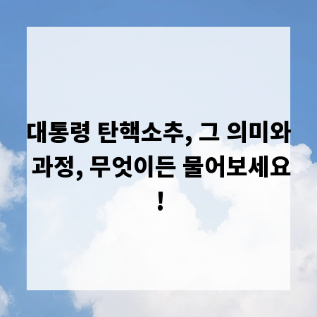 대통령 탄핵소추, 그 의미와 과정, 무엇이든 물어보세요!