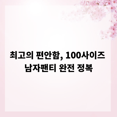 최고의 편안함, 100사이즈 남자팬티 완전 정복