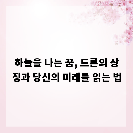 하늘을 나는 꿈, 드론의 상징과 당신의 미래를 읽는 법