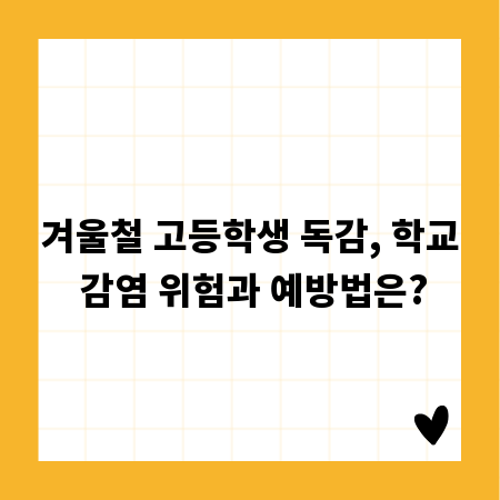 겨울철 고등학생 독감, 학교 감염 위험과 예방법은?