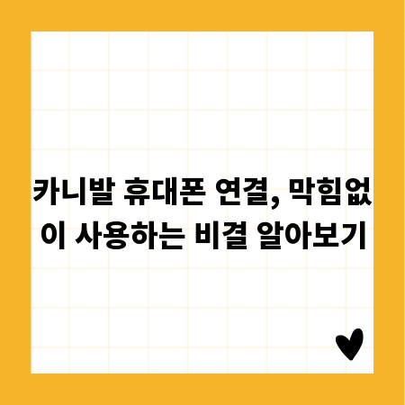 카니발 휴대폰 연결, 막힘없이 사용하는 비결 알아보기