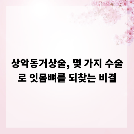 상악동거상술, 몇 가지 수술로 잇몸뼈를 되찾는 비결