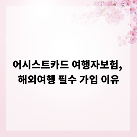 어시스트카드 여행자보험, 해외여행 필수 가입 이유