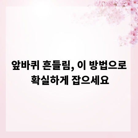 앞바퀴 흔들림, 이 방법으로 확실하게 잡으세요