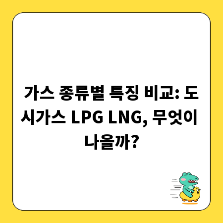 가스 종류별 특징 비교: 도시가스 LPG LNG, 무엇이 나을까?
