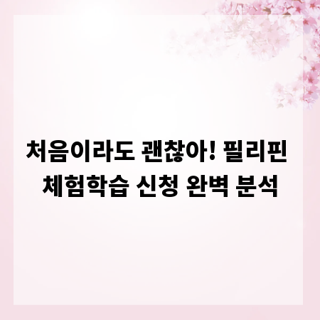 처음이라도 괜찮아! 필리핀 체험학습 신청 완벽 분석