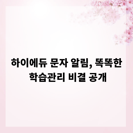하이에듀 문자 알림, 똑똑한 학습관리 비결 공개