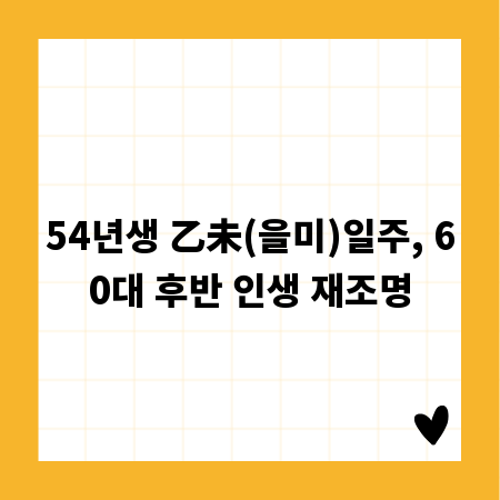 54년생 乙未(을미)일주, 60대 후반 인생 재조명
