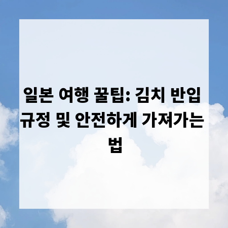일본 여행 꿀팁: 김치 반입 규정 및 안전하게 가져가는 법