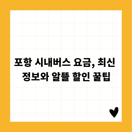 포항 시내버스 요금, 최신 정보와 알뜰 할인 꿀팁