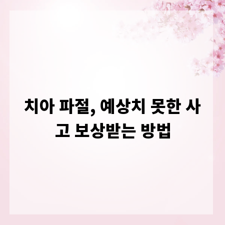 치아 파절, 예상치 못한 사고 보상받는 방법