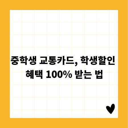 중학생 교통카드, 학생할인 혜택 100% 받는 법