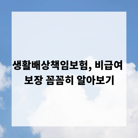 생활배상책임보험, 비급여 보장 꼼꼼히 알아보기