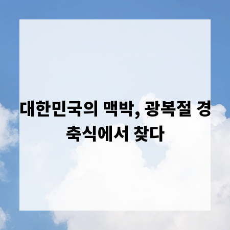 대한민국의 맥박, 광복절 경축식에서 찾다