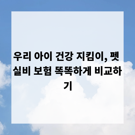 우리 아이 건강 지킴이, 펫 실비 보험 똑똑하게 비교하기