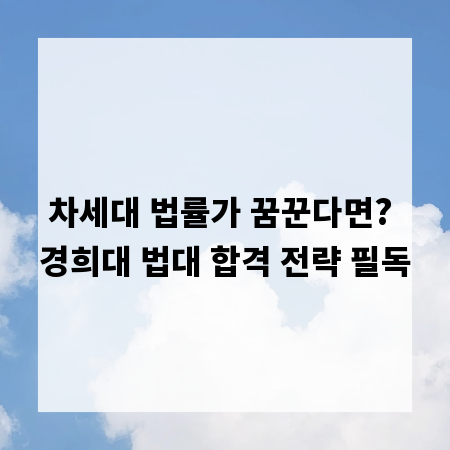 차세대 법률가 꿈꾼다면? 경희대 법대 합격 전략 필독