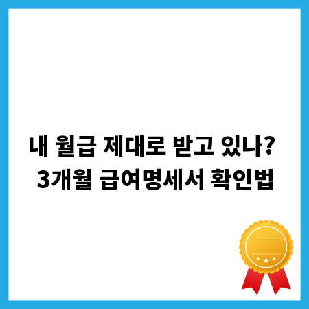내 월급 제대로 받고 있나? 3개월 급여명세서 확인법