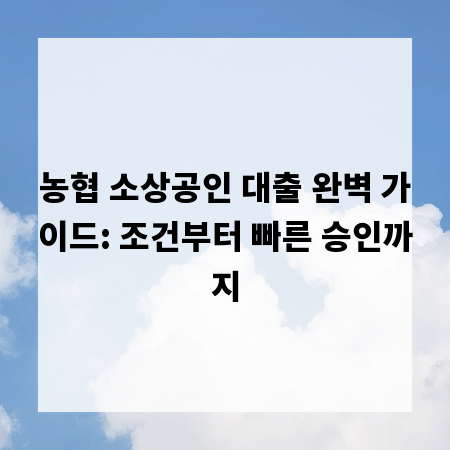 농협 소상공인 대출 완벽 가이드: 조건부터 빠른 승인까지