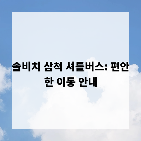 솔비치 삼척 셔틀버스: 편안한 이동 안내
