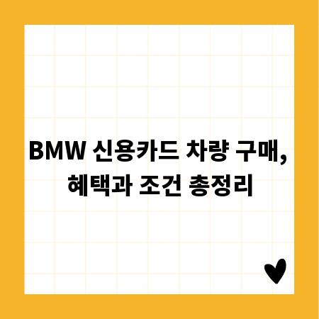 BMW 신용카드 차량 구매, 혜택과 조건 총정리