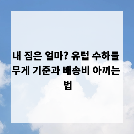 내 짐은 얼마? 유럽 수하물 무게 기준과 배송비 아끼는 법