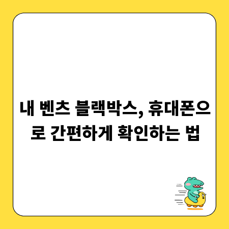 내 벤츠 블랙박스, 휴대폰으로 간편하게 확인하는 법