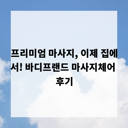 프리미엄 마사지, 이제 집에서! 바디프랜드 마사지체어 후기