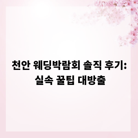 천안 웨딩박람회 솔직 후기: 실속 꿀팁 대방출