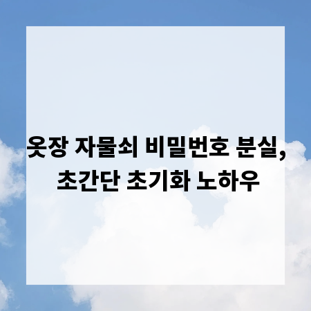 옷장 자물쇠 비밀번호 분실, 초간단 초기화 노하우