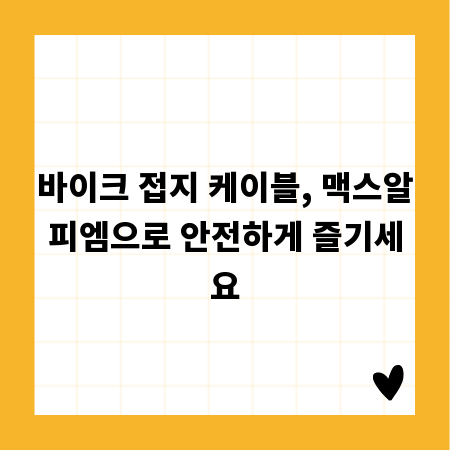 바이크 접지 케이블, 맥스알피엠으로 안전하게 즐기세요