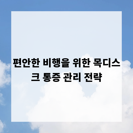 편안한 비행을 위한 목디스크 통증 관리 전략