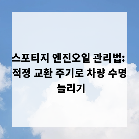 스포티지 엔진오일 관리법: 적정 교환 주기로 차량 수명 늘리기