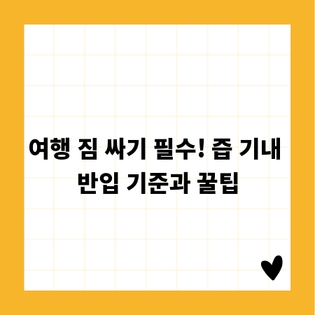 여행 짐 싸기 필수! 즙 기내 반입 기준과 꿀팁