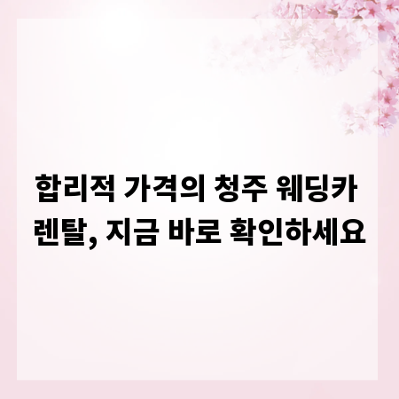 합리적 가격의 청주 웨딩카 렌탈, 지금 바로 확인하세요