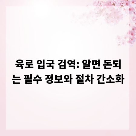 육로 입국 검역: 알면 돈되는 필수 정보와 절차 간소화