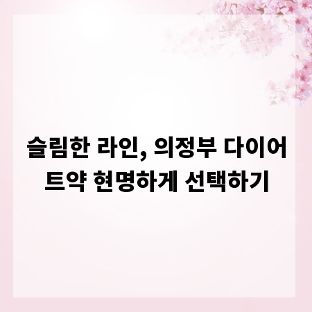 슬림한 라인, 의정부 다이어트약 현명하게 선택하기