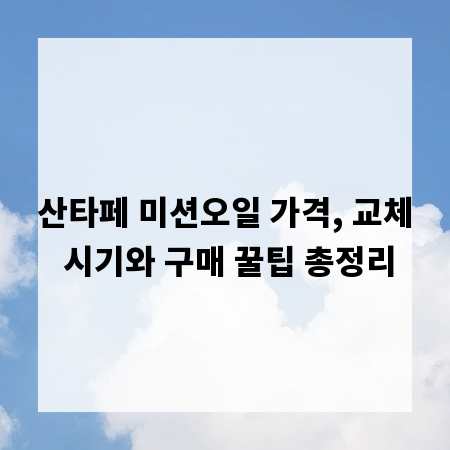 산타페 미션오일 가격, 교체 시기와 구매 꿀팁 총정리