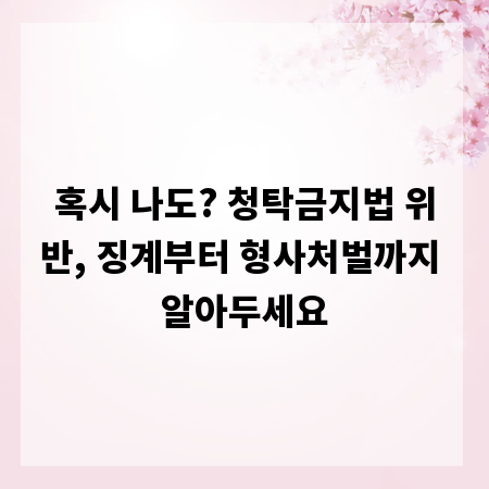 혹시 나도? 청탁금지법 위반, 징계부터 형사처벌까지 알아두세요